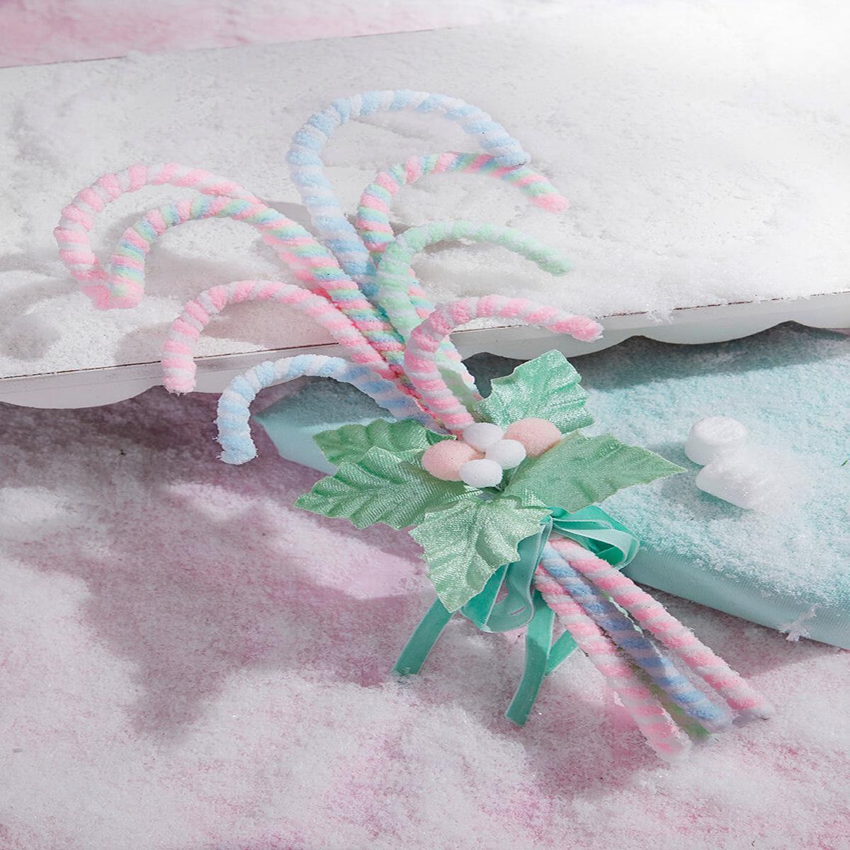 13.5 Inch Pastel Candy Cane Bundle Spray