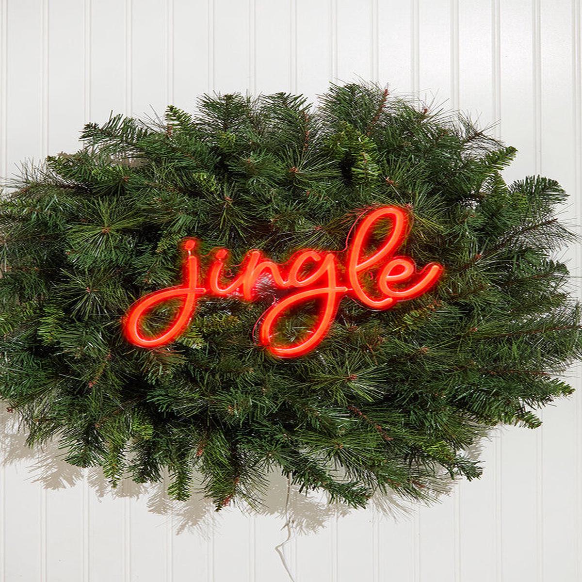 13.6 Inchi Jingle Lit Neon Sign Festive Red Holiday LED Wall Dcor