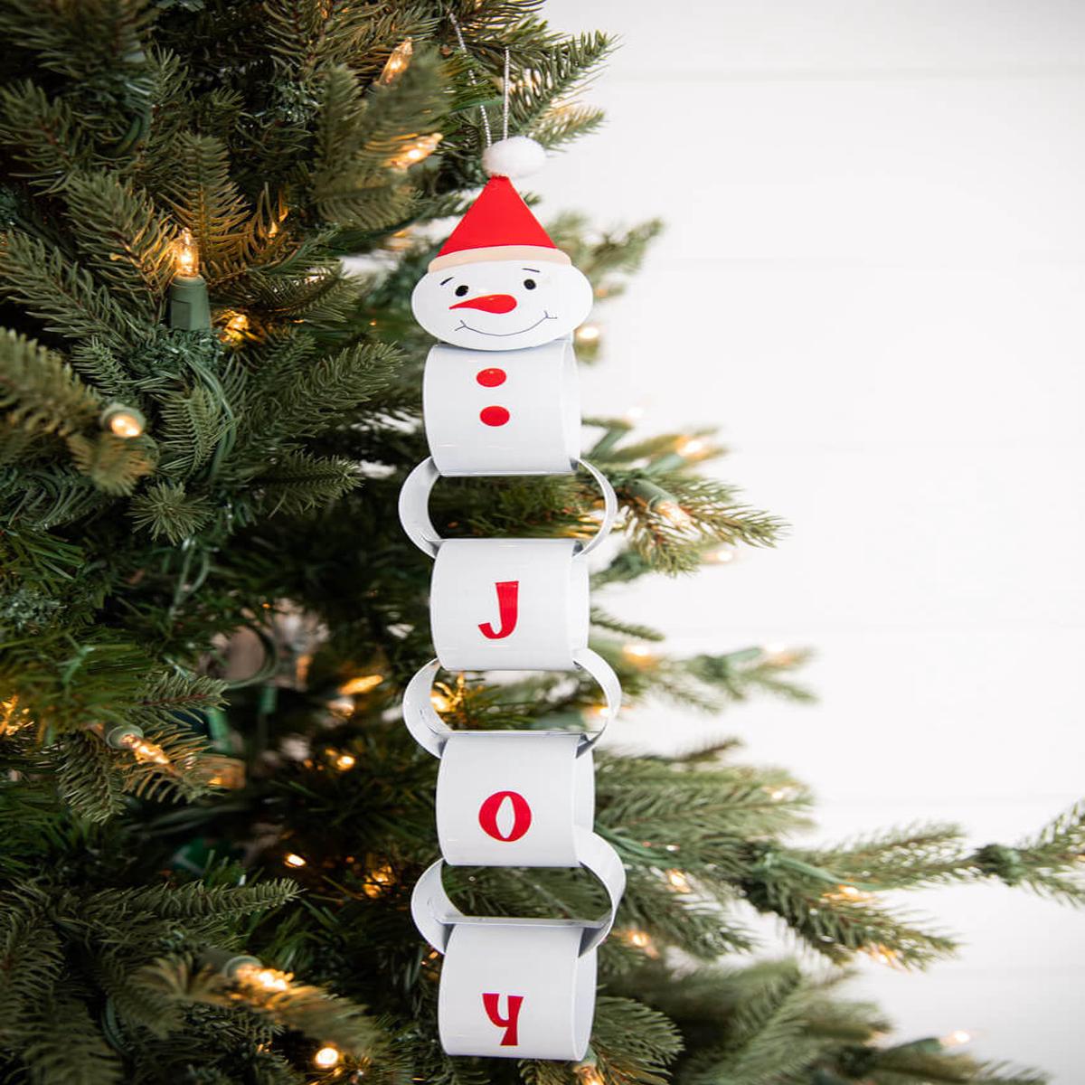 14 Inch Santa Snowman Metal Ornament