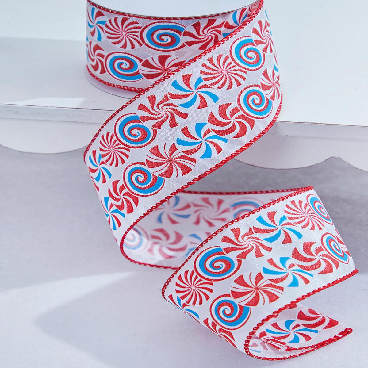 2.5 Inch x 10 Yard Candy Swirl Wired Ribbon