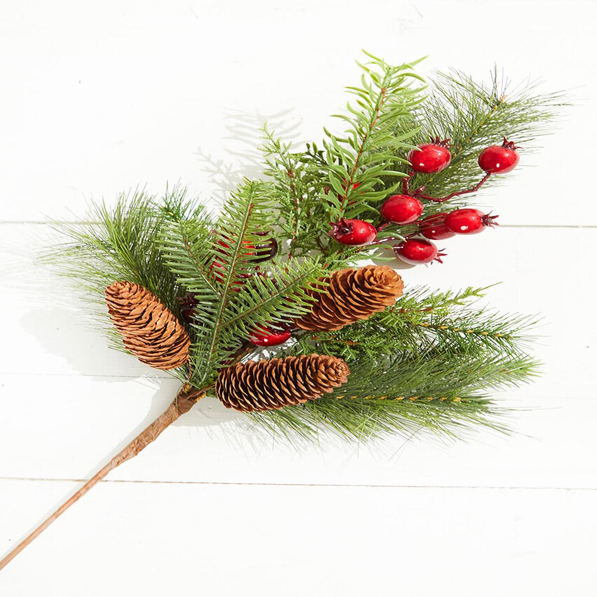 22 Inch Berry Pine with Cones Spray