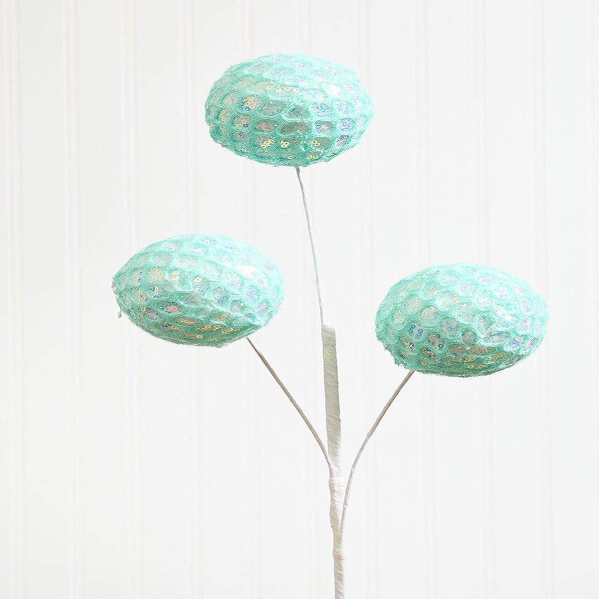 25 Mesh Ball Spray Light Blue Christmas Winter Decorative Stem