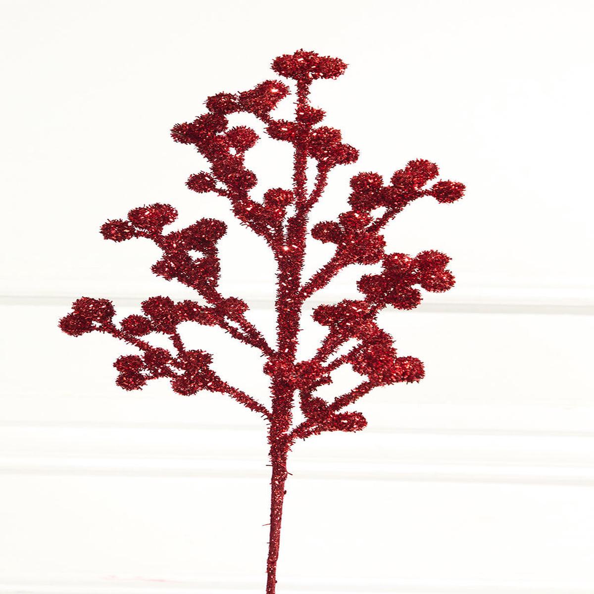 26 Inch Red Tinsel Berry Spray