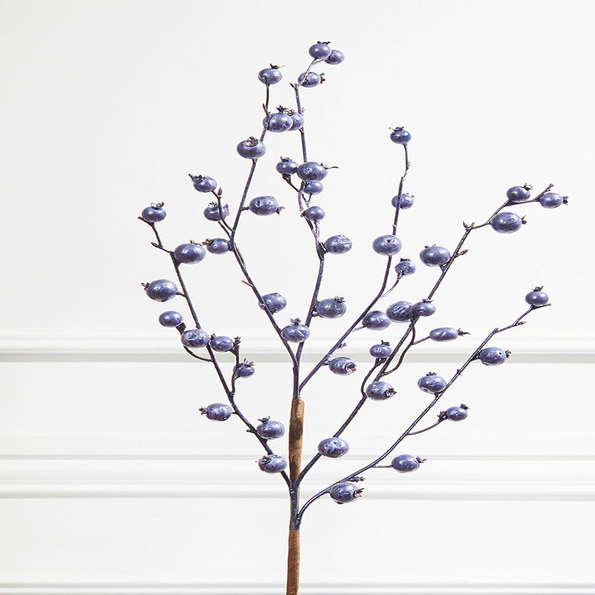 30 Inch Metallic Navy Mini Pomegranate Christmas Spray  Midnight Elegance for Designer Holiday Dcor