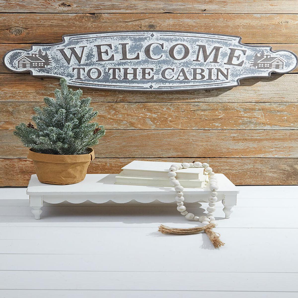 36 Inch Metal Welcome To The Cabin Wall Sign Rustic Farmhouse Christmas Home Decor Distressed Wooden Style Indoor Outdoor Hanging Accent
