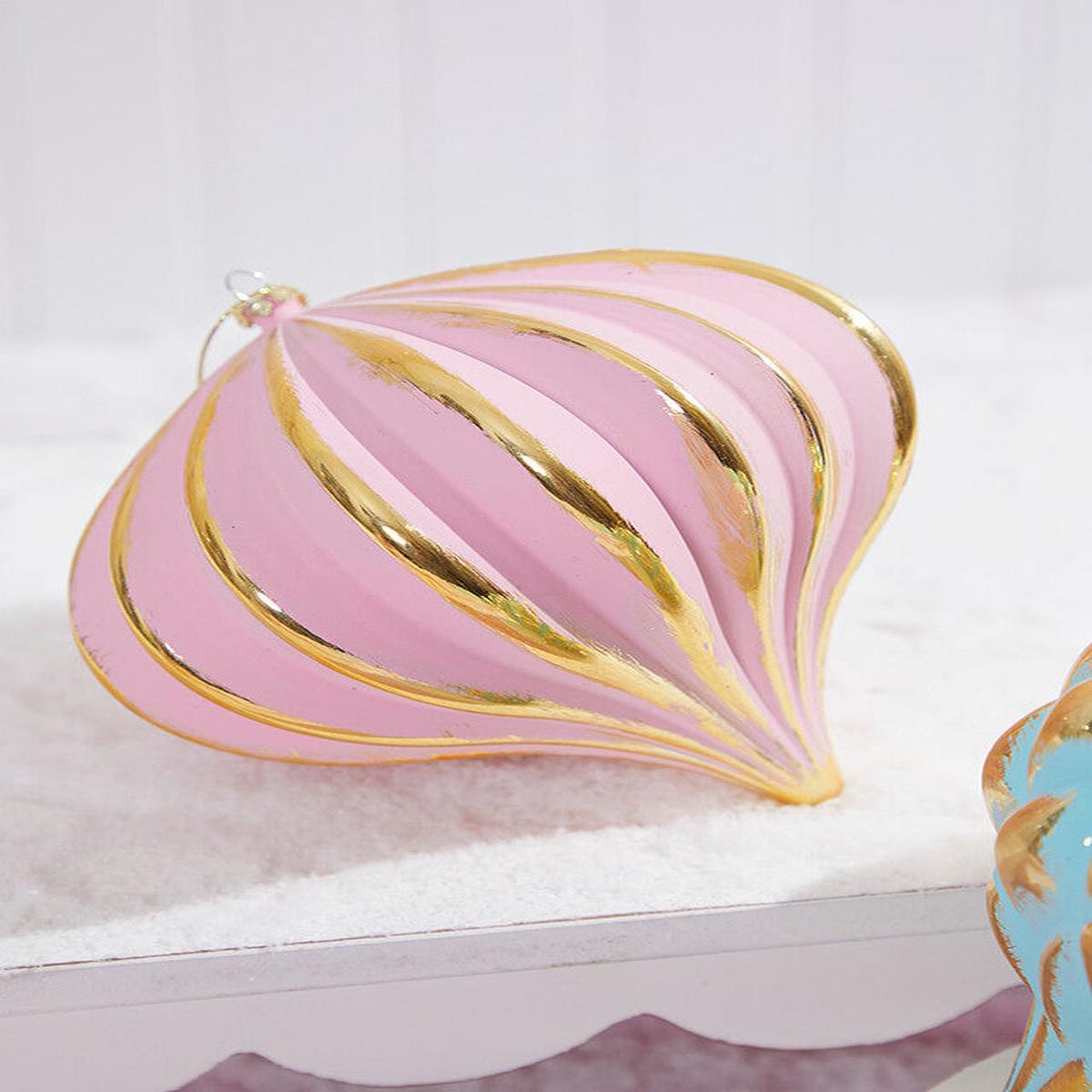 Pink Gold Onion Ornament 6 Inch Christmas Tree Decor