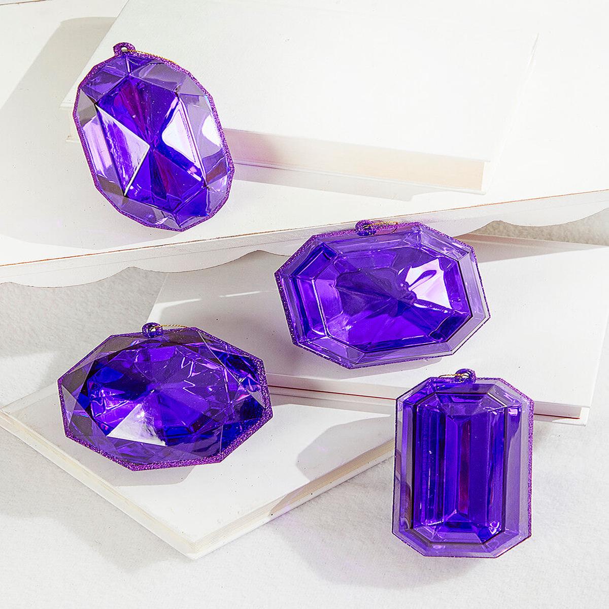 Purple Jewel Ornament 4 Inch to 5 Inch Luxury Holiday Decor