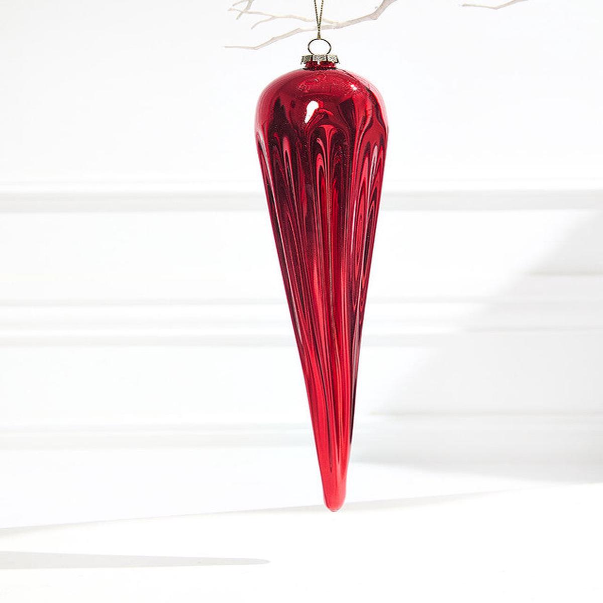 Red Finial Glass Ornament 13 Inch Christmas Tree Decor