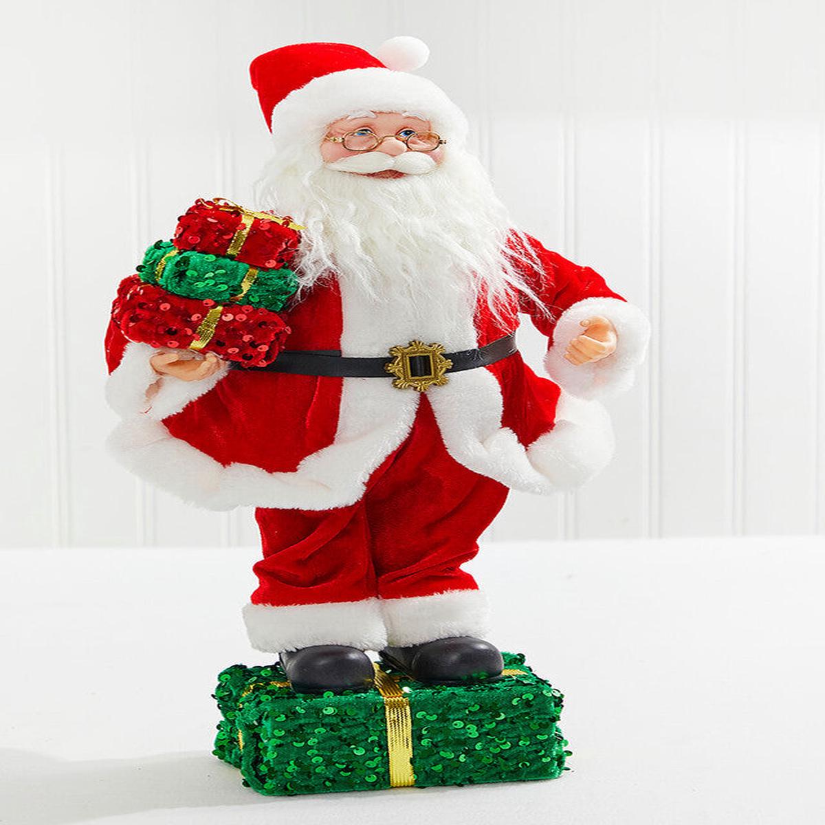 Santa Standing on Gift Box Figurine 20Inch Decor
