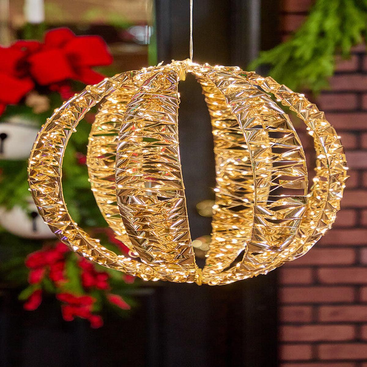 1.3' LED Hanging Ornament 600 LED Warm White Decorative Hanging Holiday Light