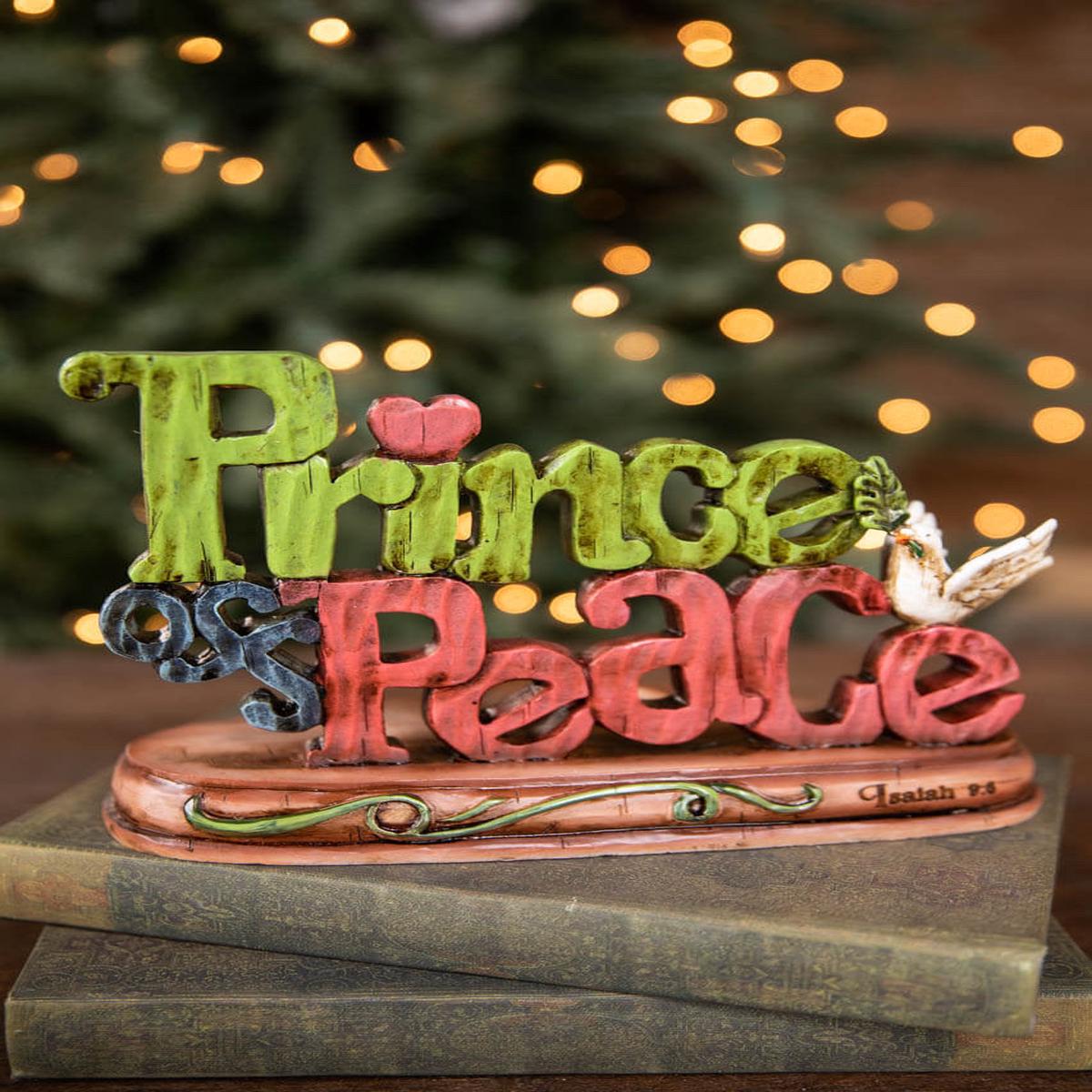 10.25 Inch Resin Inspirational Prince of Peace Candle Holder Decorative Christmas Candle Decor
