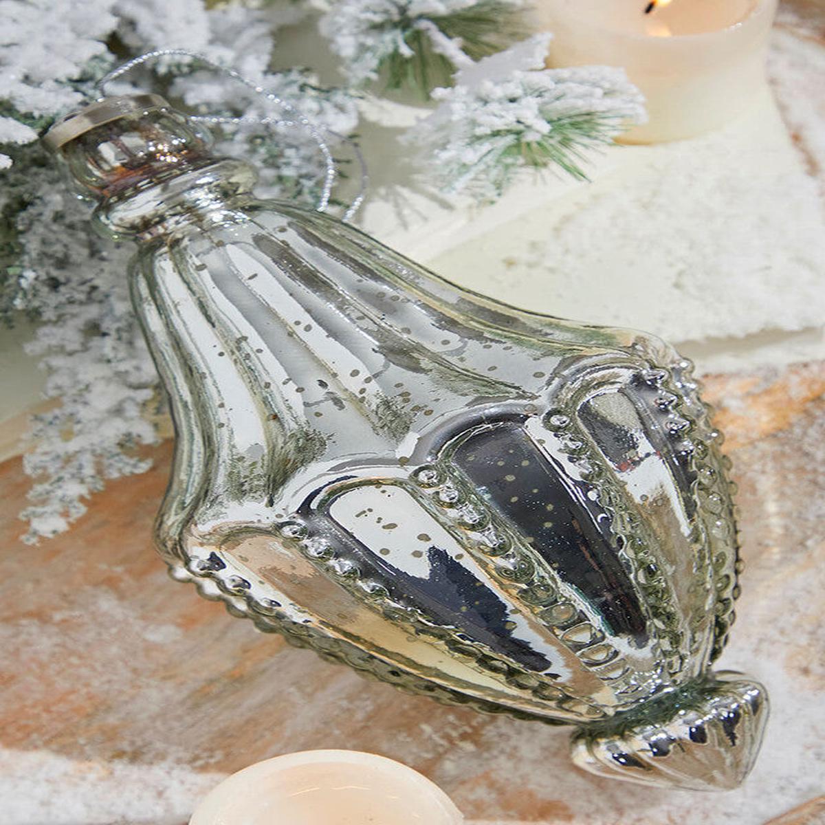 10 Inchi Cathedral Antique Mercury Glass Ornament Oversized Elegant Holiday Statement Dcor