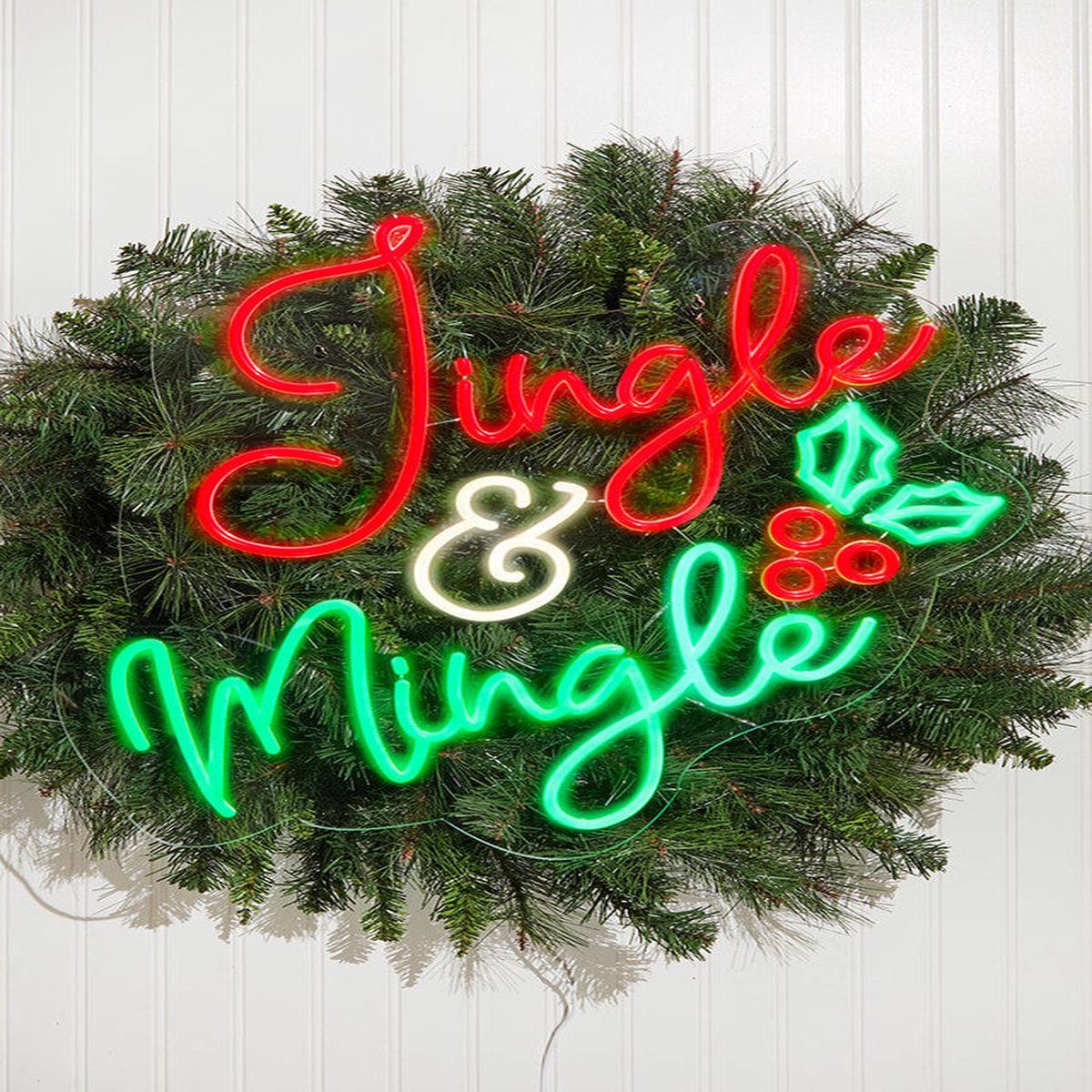 23.1 Inch Jingle & Mingle Lit Neon Sign Festive LED Holiday Wall Dcor