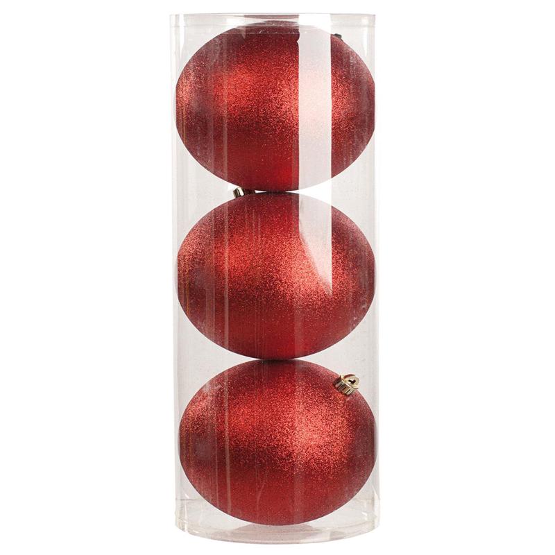 Red - 3 x Glitter balls in drum