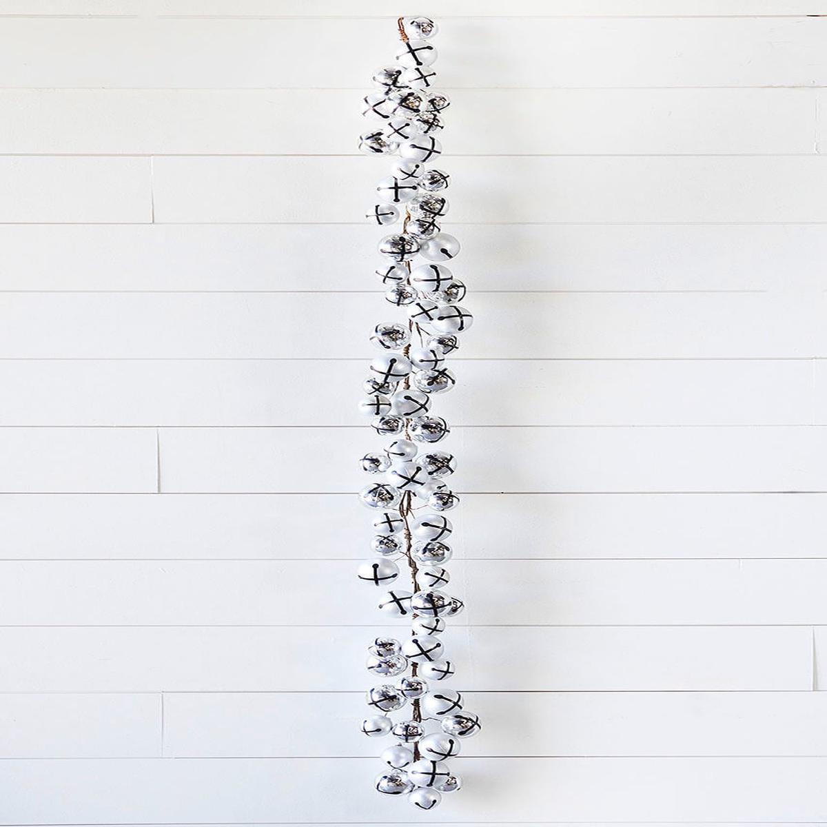Silver Jingle Bells Christmas Garland 5Inch Holiday Decor