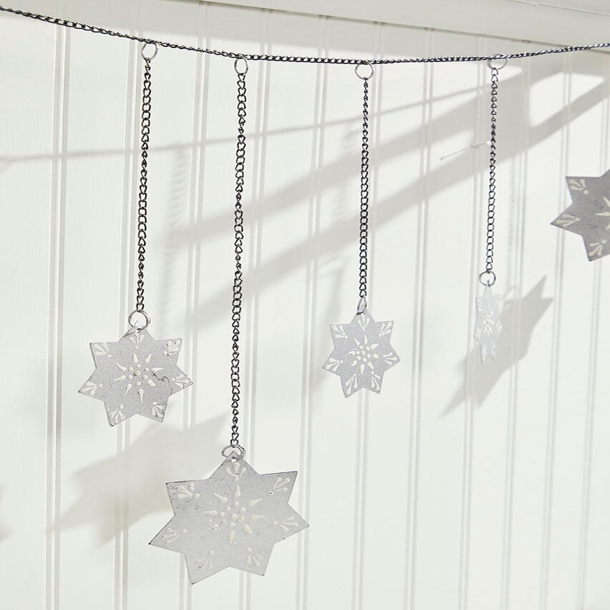 Snowflake Garland 54 Inch Winter Holiday Mantel and Door Decor