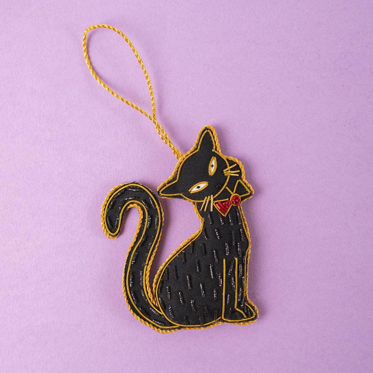 Sparkly Black Cat Decoration