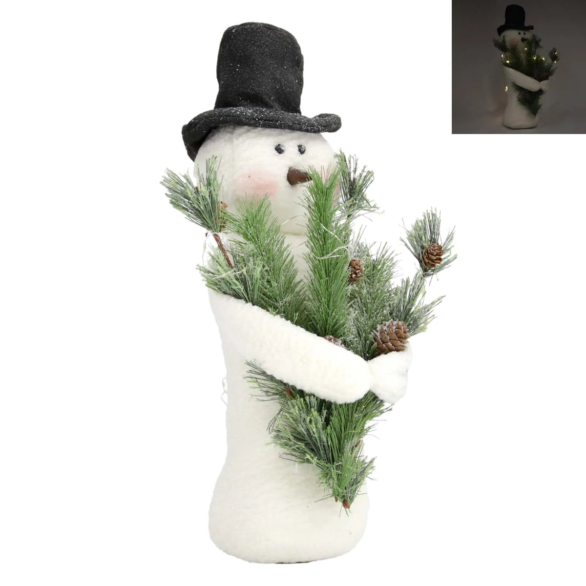 Wing Tai Trading WTT DXQ59317 Fuzzy Plush Snowman with Lighted Boughs