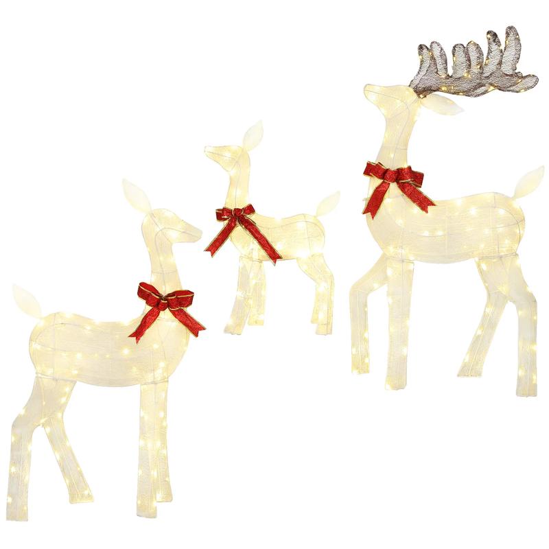 3 Piece Lighted Christmas Reindeer Family, 55 Inch LED Outdoor Decor