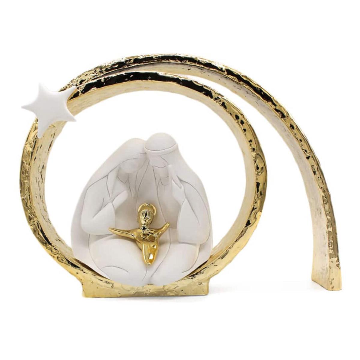 BONGELLI PREZIOSI - Nativity Nativity Scene Vortex Holy Family Cave White Gold 15 cm Marmorino