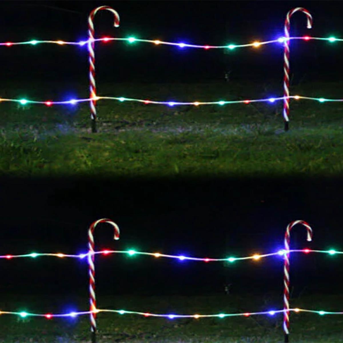 Candy Cane Solar LED Fence Stake Christmas Lights Pack of 12