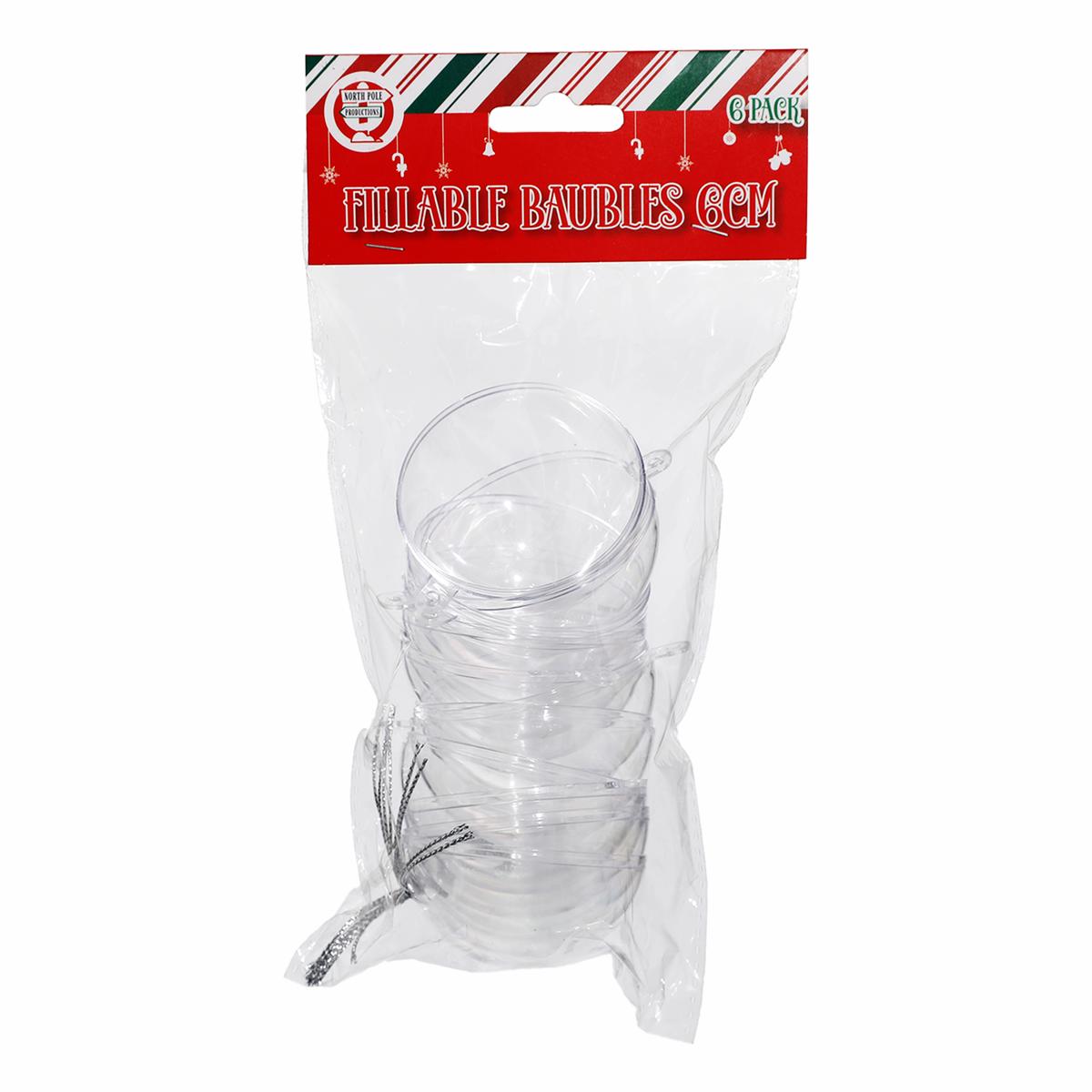 Fillable Baubles 6cm (Pack of 6)