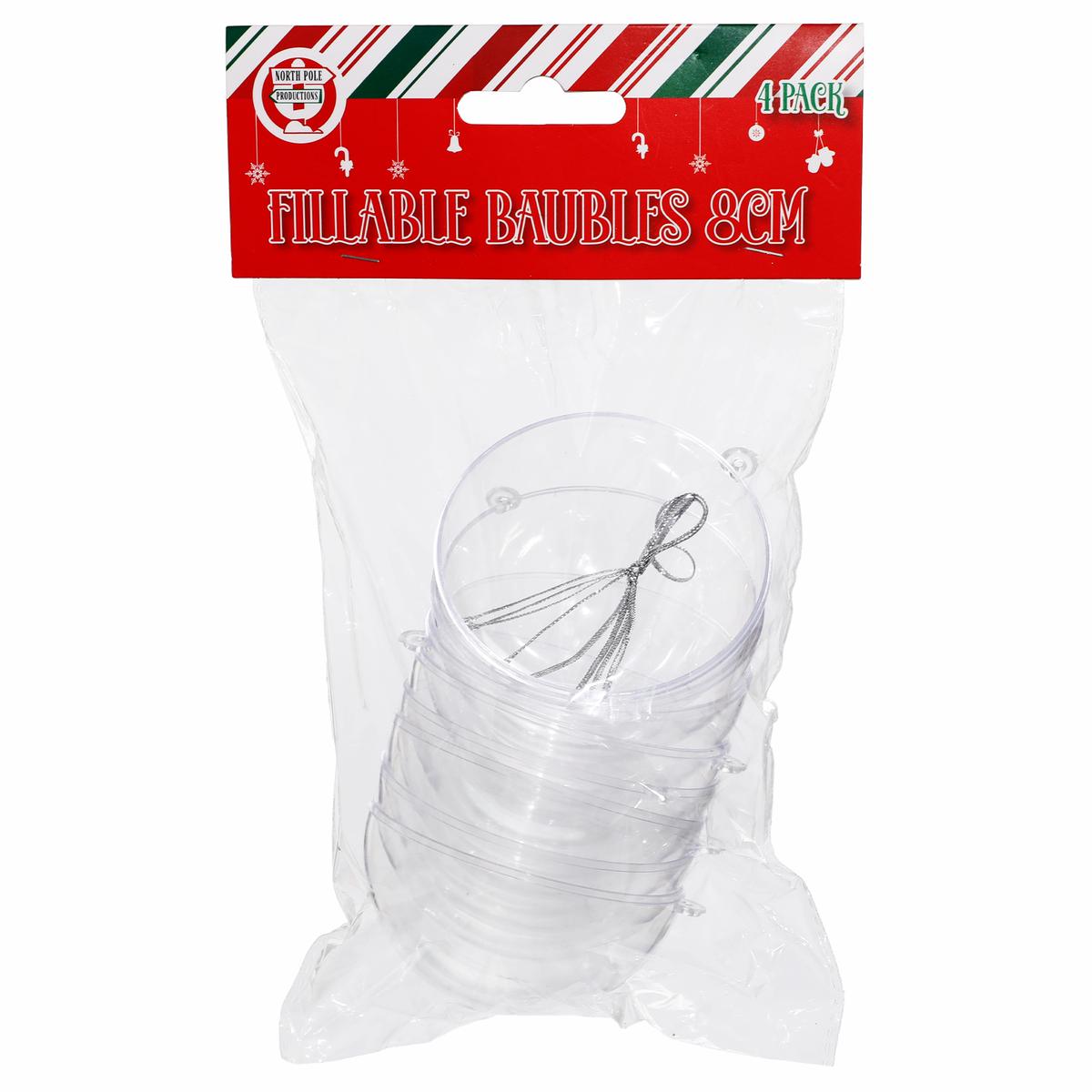Fillable Baubles 8cm (Pack of 4)