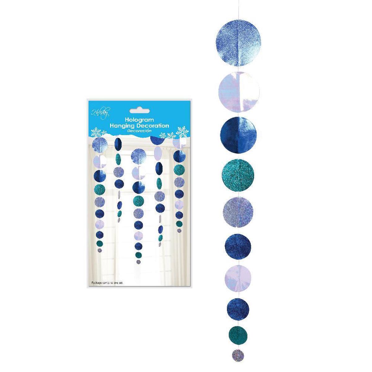 Holographic Hanging Circle Garland Winter Decoration, 40-Inch, 3-Piece