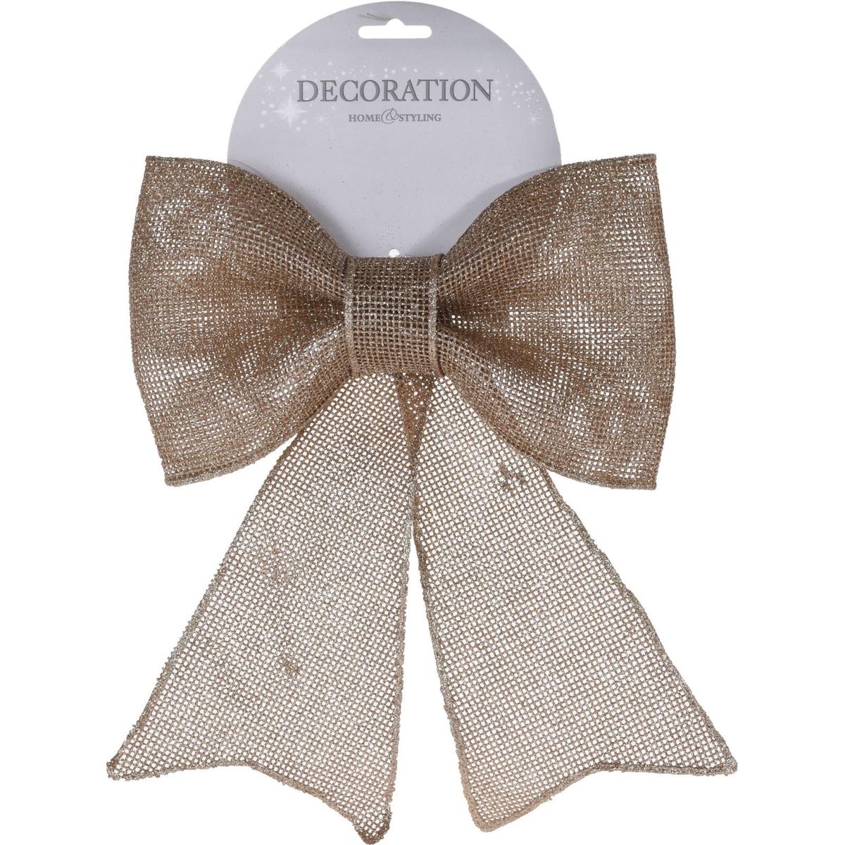 Home & Styling CAA006700 Christmas Bow 24cm - Champagne