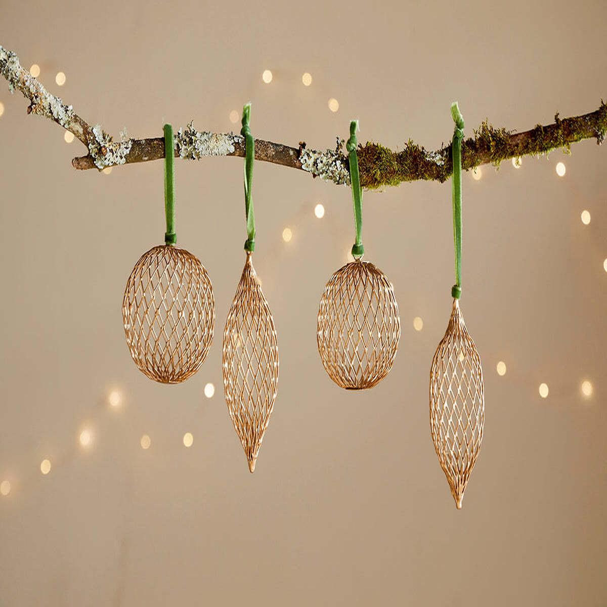 Nirav Wire Baubles - Brass (Set of 4)