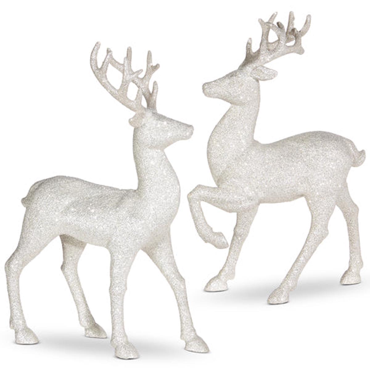 Raz Imports RZ 3100812 White Glittered Deer, 13in - 2 Styles