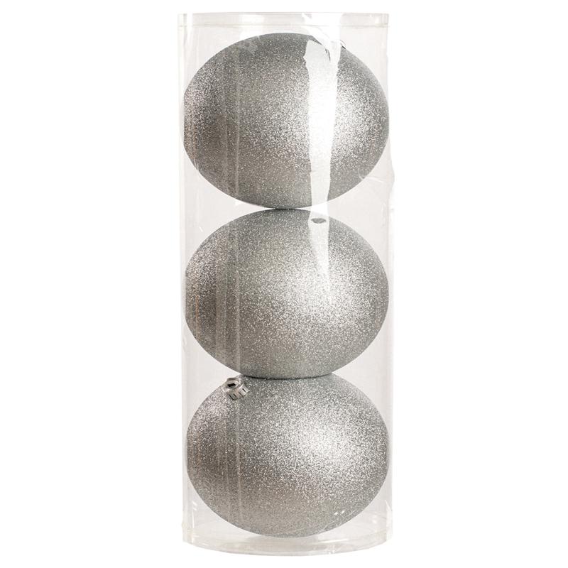 Silver - 3 x Glitter balls in drum