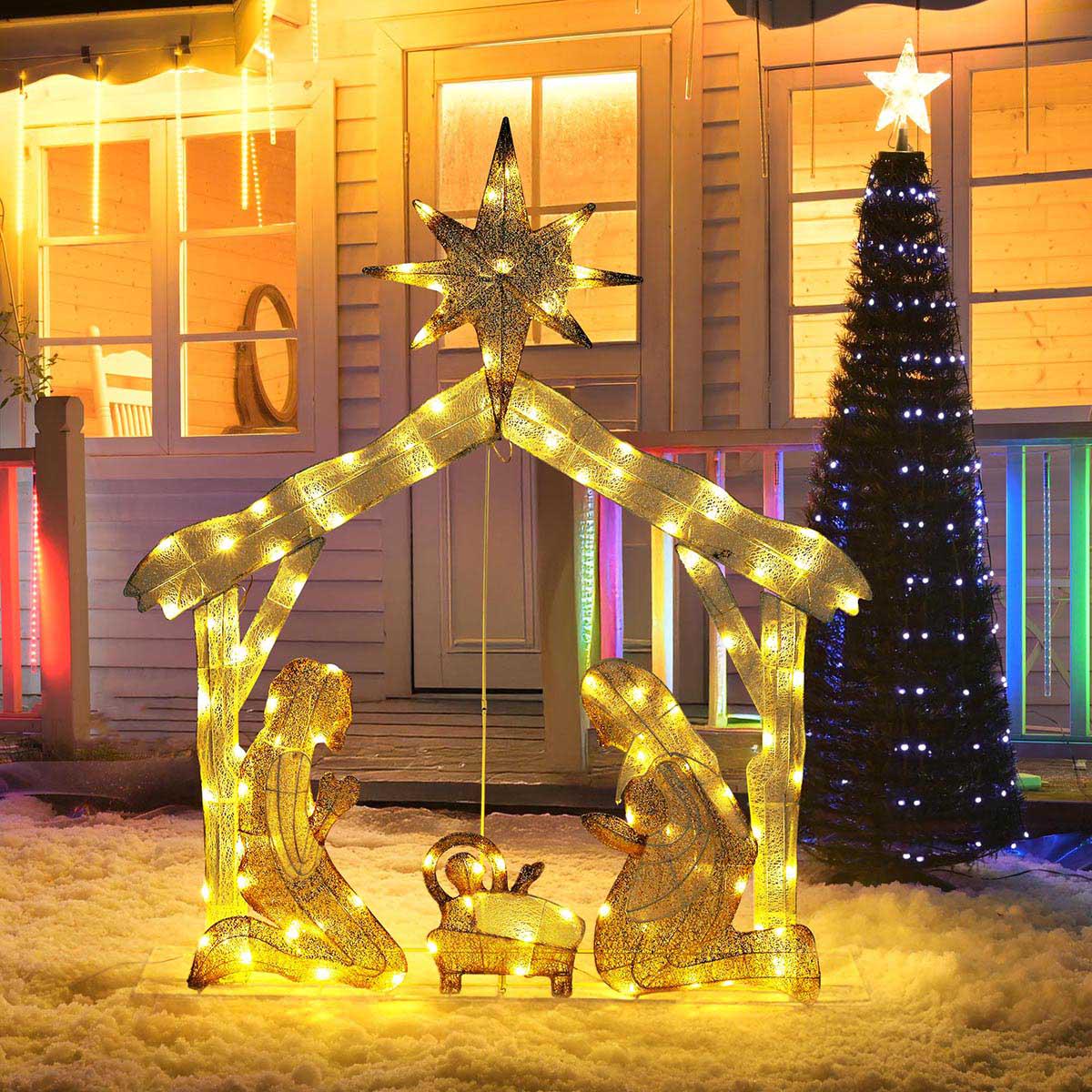 TheLAShop 4ft Outdoor Lighted Nativity Scene Large Yard Decoration