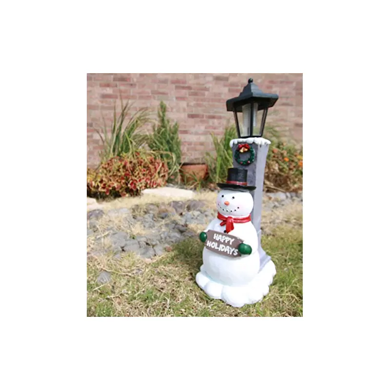 Ebros Jolly Christmas Season Frosty The Snowman Decorative Statue With Solar LED Light Lantern Lamp 18.5