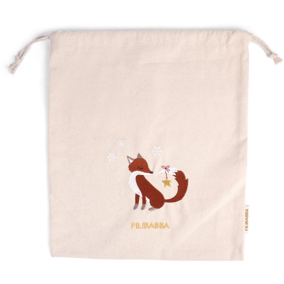 FILIBABBA Fox Embroidered Gift Bag Gots Wonderful Winter