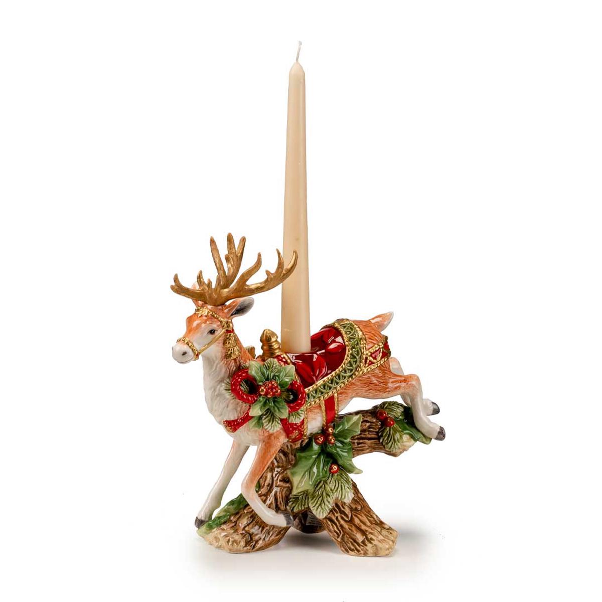 FITZ & FLOYD - Figure Decoration Reindeer Candle Holder 30x20cm Porcelain Christmas