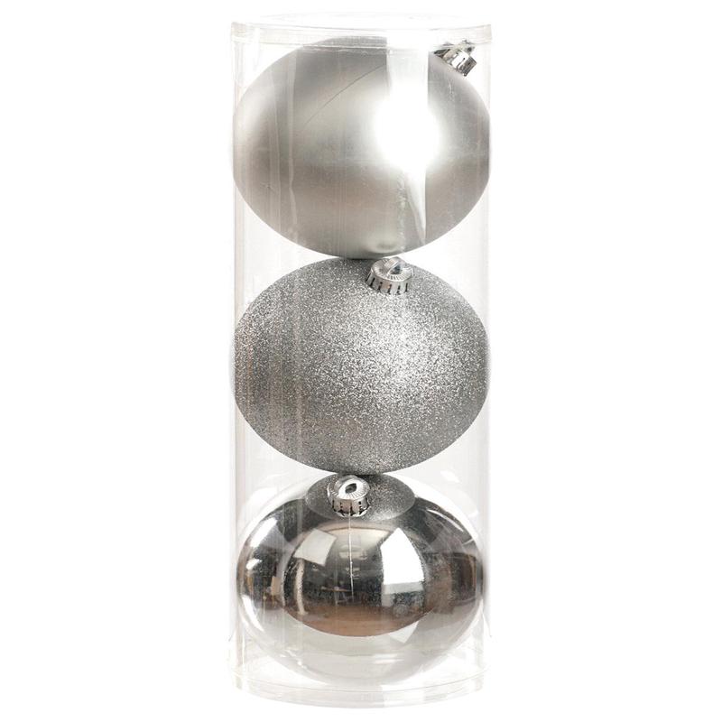 Silver - 3 x Shiny/matte/glitter balls in box