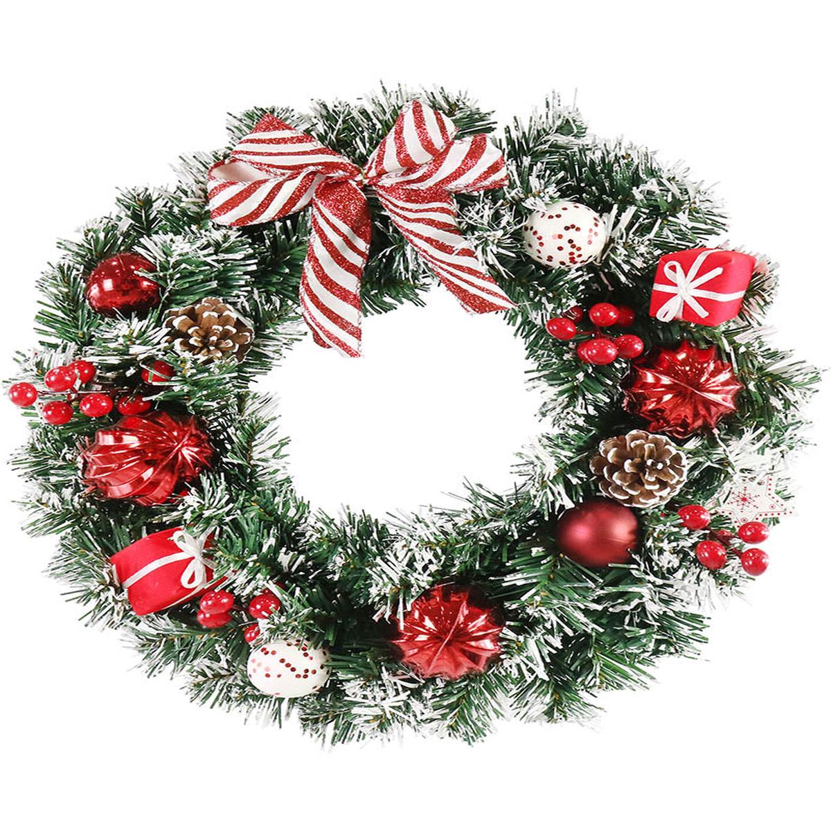 Snowy Candy Pine Wreath 40cm