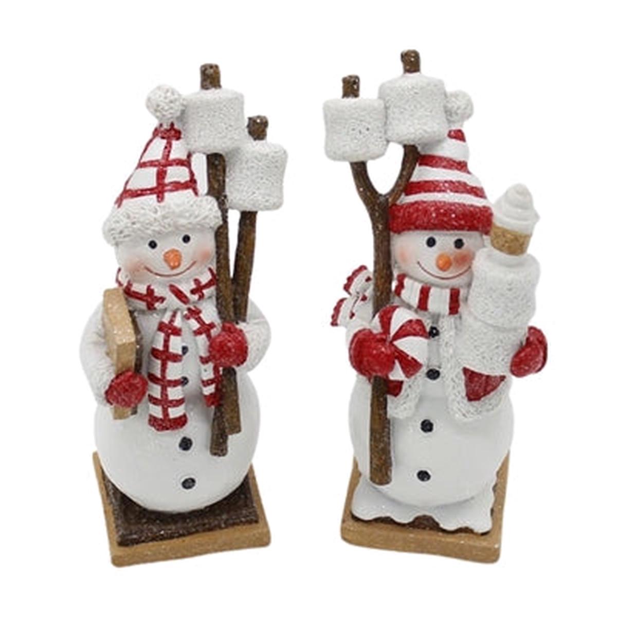Wing Tai Trading WTT RXF39034x Red and White Resin Snowmen w/Marshmallows - 2 Styles