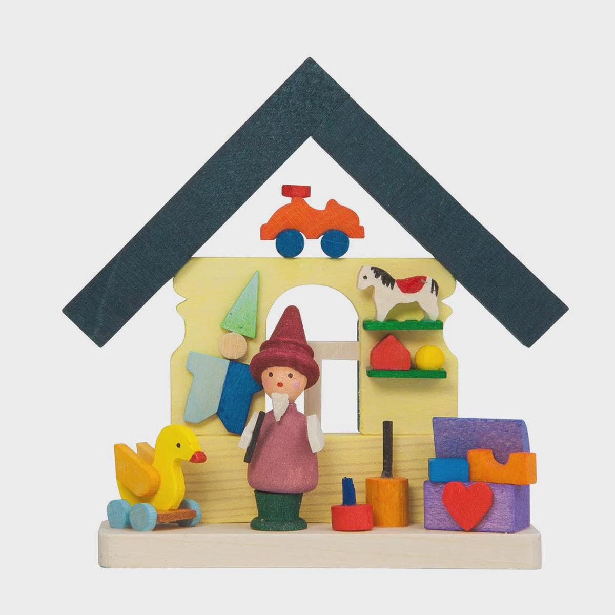 Wooden Christmas Tree Ornament | Elf House | With Toys