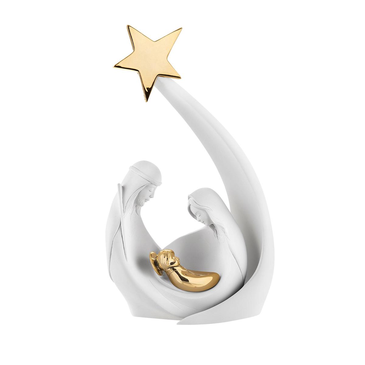 BONGELLI PREZIOSI - Modern Nativity Scene Christmas Decoration 9x17cm Marmorino Gold
