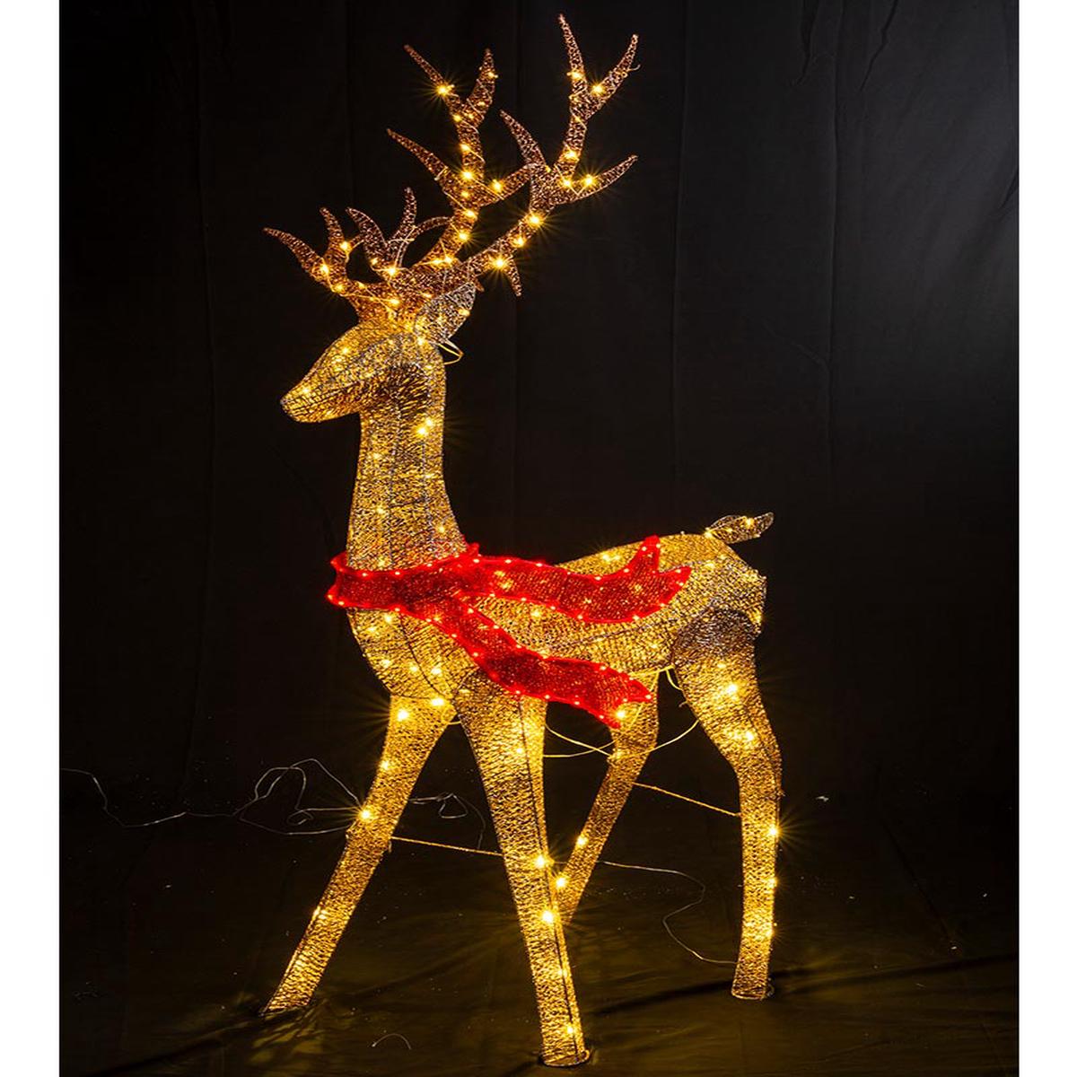 Christmas LED Glitter Thread Gold Reindeer 1.8m