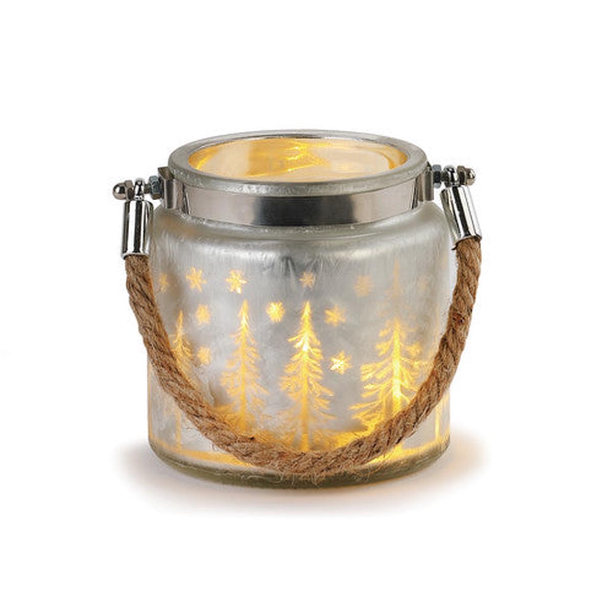 Demdaco 2020190649 Lit Woodland Scene Glass Jar, Small