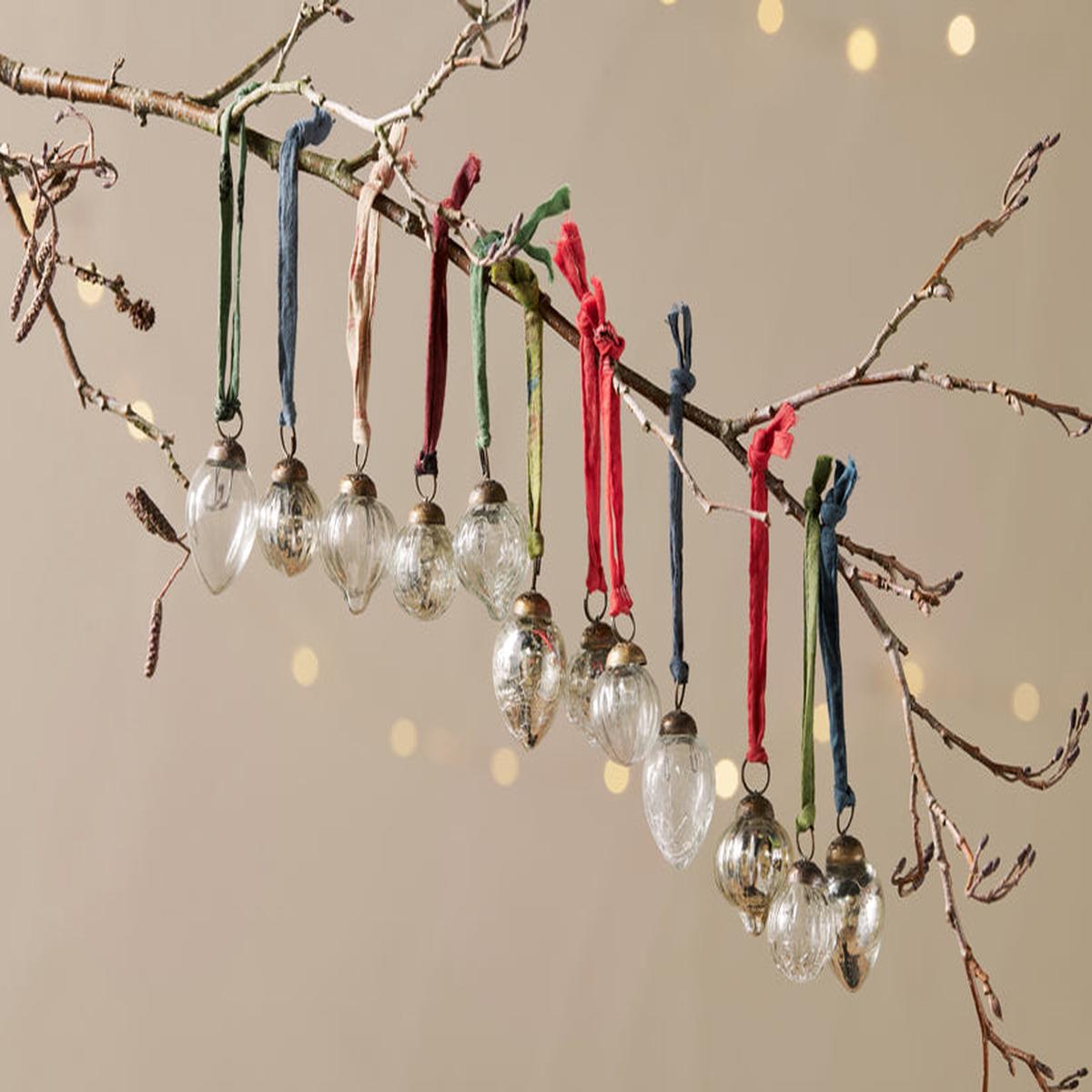 Dew Drop Baubles - Silver Clear - (Set of 12)