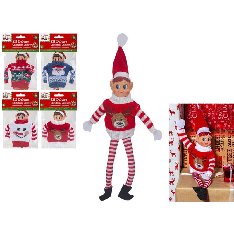 Elves Behavin Badley Elf Deluxe Knitted Sweater 4 Asst