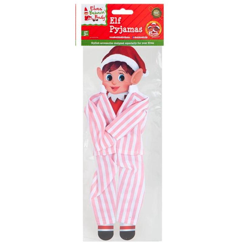 Elves Behavin Badley Pink Elf Striped Pyjamas 2 Asst