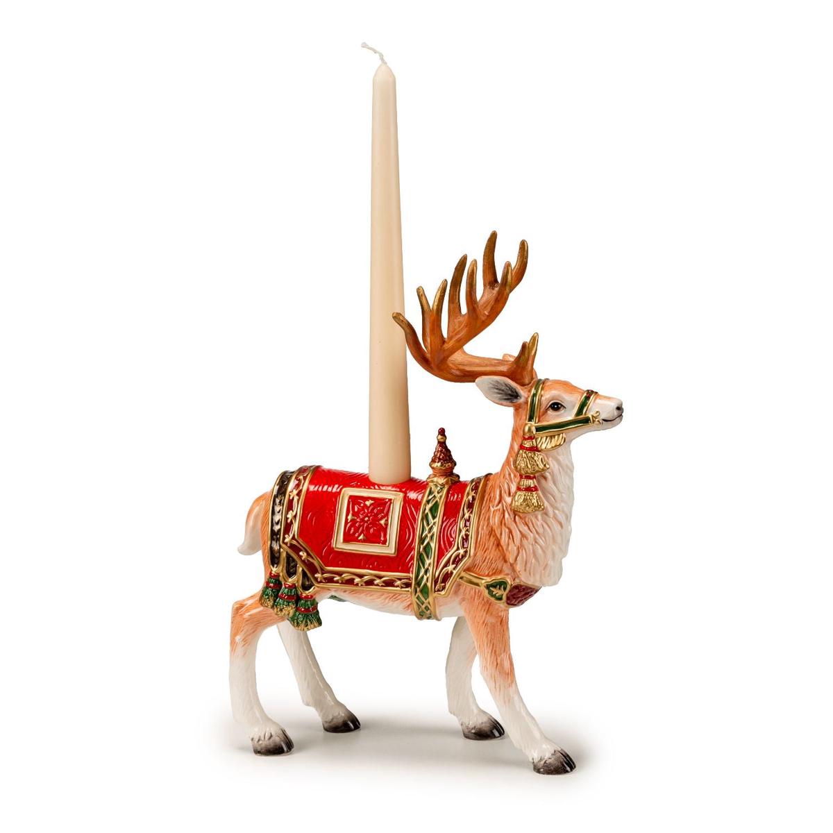 FITZ & FLOYD Reindeer Candle Holder 29x20cm Christmas Decoration Porcelain