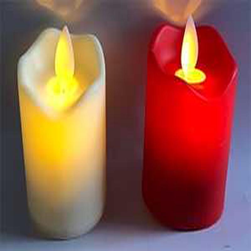 Hometown Holidays 25317 Votive Candle, Red/Ivory, LR44 Battery, Warm White