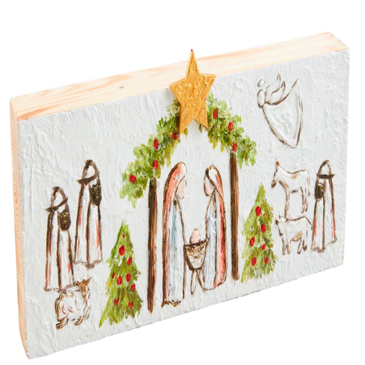 Mud Pie MP 43400239 Hand-Painted Nativity Plaque