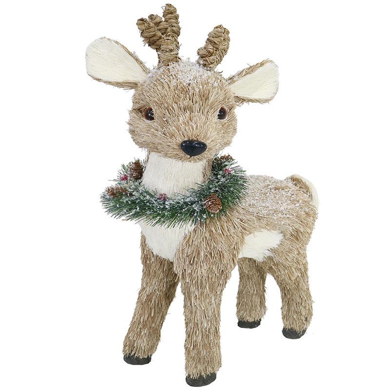 Sisal Snowy Reindeer with Bendable Antlers Christmas Decoration 40cm